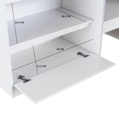 Cama Alta Infantil Branco com Portas Prateleiras MDP Ilha Bela Art In Móveis