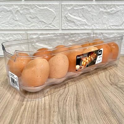 Kit Organizador de Geladeira 4,5L e Porta Ovos 12 Unidades Transparente Uz Multiuso
