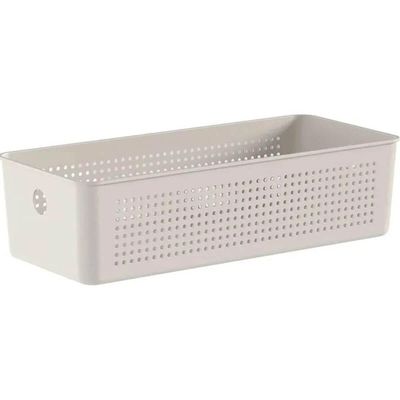Kit 6 Caixas Organizadoras Multiuso 4,5L Flow Bege Cesto Retangular Closet Banheiro Lavanderia