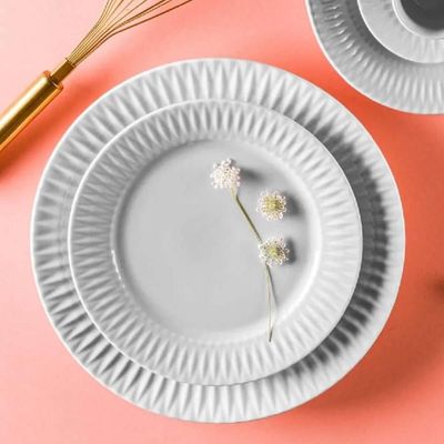 Kit 6 Pratos Rasos de Porcelana Branca 26,5cm Germer Mesa Posta Diamante