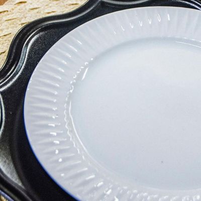 Kit 6 Pratos Rasos de Porcelana Branca 26,5cm Germer Mesa Posta Diamante