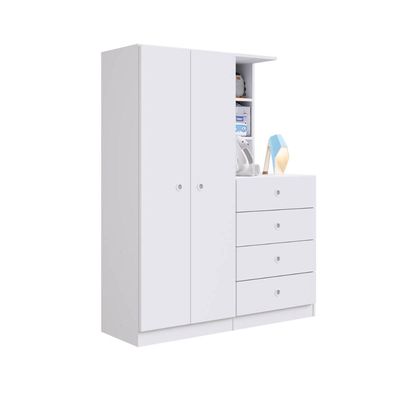 Guarda Roupas Infantil 2 Portas e Cômoda 4 Gavetas Montessoriano Branco Art In Móveis