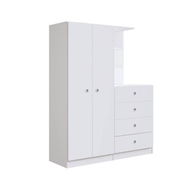 Guarda Roupas Infantil 2 Portas e Cômoda 4 Gavetas Montessoriano Branco Art In Móveis