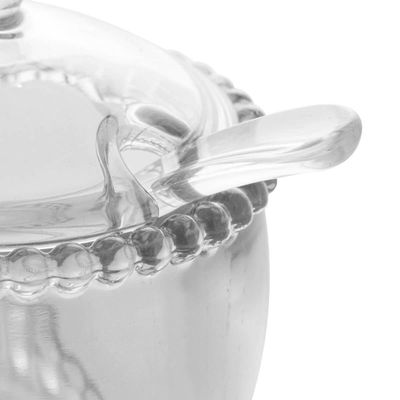 5 Açucareiros Pearl de Vidro Cristal 200ml com Colher Porta Açúcar Wolff Refinado