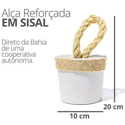 Peso De Porta Artesanal 1,3kg Concreto Com Base Anti Risco Corda