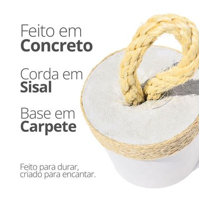 Peso De Porta Artesanal 1,3kg Concreto Com Base Anti Risco Corda