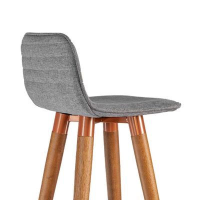 Kit 2 Banquetas Altas Luxo Linea Aço Cobre Linho Cinza