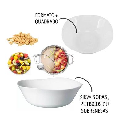 Jogo 8 Bowl De Vidro Opalino Branco Quadrado Tigela Molho Sobremesa 12cm Em Casa Tem