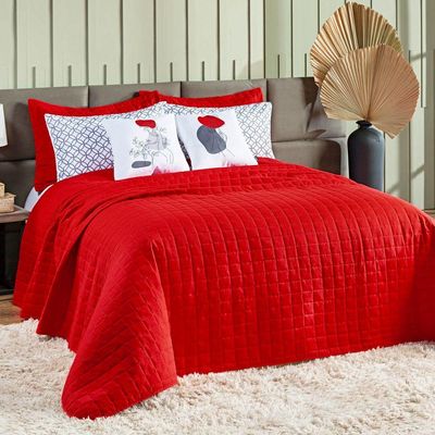 Cobre Leito Queen Basic 300 Fios 7 Peças - Vermelho Lady