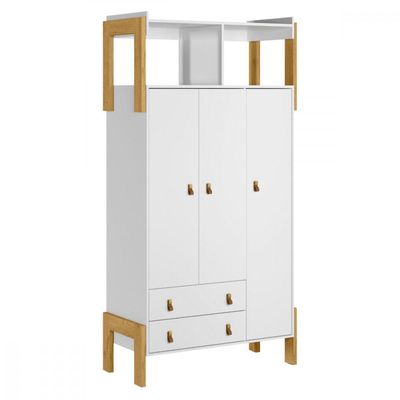 Guarda Roupa Infantil Fantasia 3 Portas 2 Gavetas Branco Branco