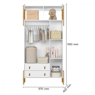 Guarda Roupa Infantil Fantasia 3 Portas 2 Gavetas Branco Branco