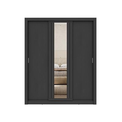 Guarda Roupa Casal 3 Portas Doha Lux 4 Gavetas Carraro Ripado Preto Touch