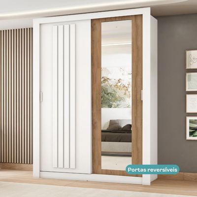 Guarda Roupa Solteiro 2 Portas Darvi Lux 2 Gavetas Carraro Ripado Branco