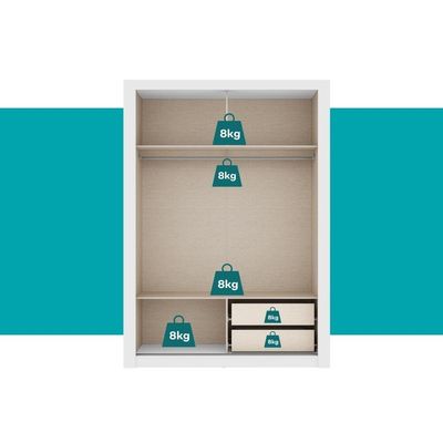 Guarda Roupa Solteiro 2 Portas Darvi Lux 2 Gavetas Carraro Ripado Branco