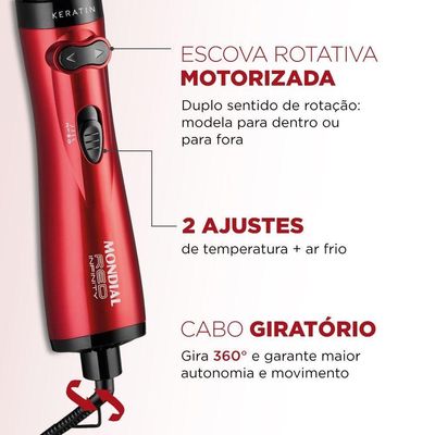 Escova Rotativa Mondial Infinity Er-11-kr Vermelho 220V