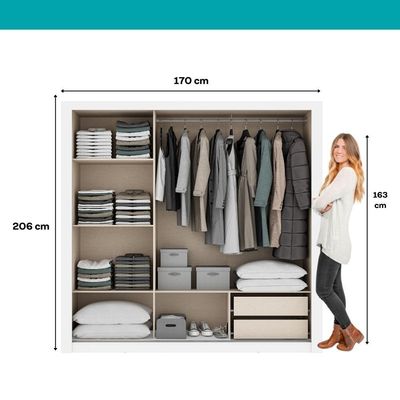 Guarda Roupa Casal 3 Portas Doha Lux 2 Gavetas Carraro Ripado Branco