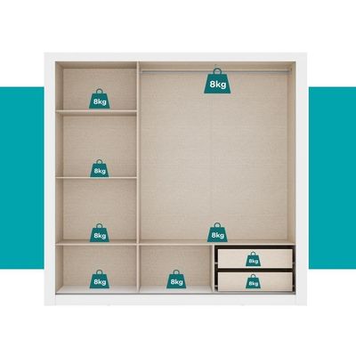 Guarda Roupa Casal 3 Portas Doha Lux 2 Gavetas Carraro Ripado Branco