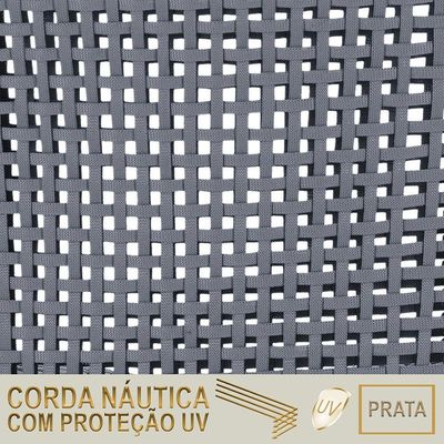 Espreguiçadeira Catar Mesa Corda Náutica Piscina Trama Prata