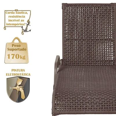 Espreguiçadeira Catar Mesa Corda Náutica Piscina Trama Marrom