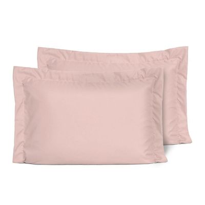 Kit 2 Fronhas Slim Com 3 Abas 50cm X 70cm Micropercal 200 Fios - Rose