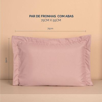 Kit 2 Fronhas Slim Com 3 Abas 50cm X 70cm Micropercal 200 Fios - Rose