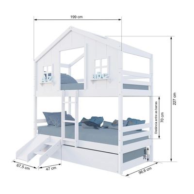 Treliche Casinha Dos Sonhos Com Kit Escada/ Escorregador Madeira Maciça Branco Megamobilia