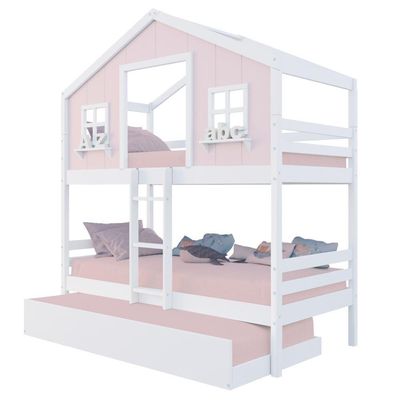 Treliche Casinha Dos Sonhos Madeira Maciça Rosa/ Branco Megamobilia