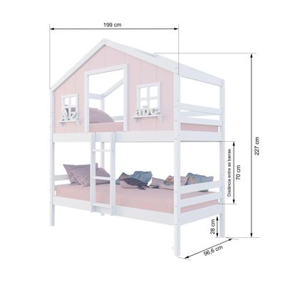 Beliche Casinha Dos Sonhos Madeira Maciça Rosa/ Branco Megamobilia
