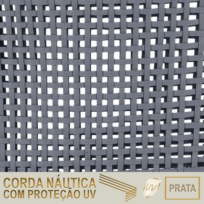 Espreguiçadeira Alumínio Catar Mesa Corda Náutica Piscina Prata