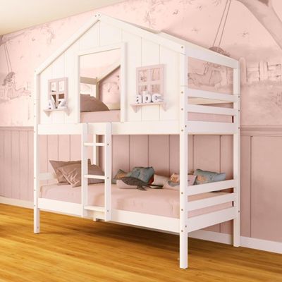 Beliche Casinha Dos Sonhos Madeira Maciça Branco/ Rosa Megamobilia