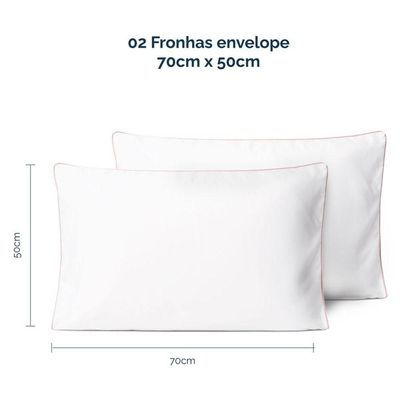 Kit 2 Fronhas Linea 50cm X 70cm Micropercal 200 Fios - Rose