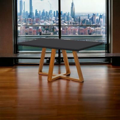 Mesa De Jantar Bela 160x90cm Pés Madeira Tampo Vidro/mdf cast/preto
