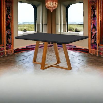 Mesa De Jantar Bela 160x90cm Pés Madeira Tampo Vidro/mdf cast/preto