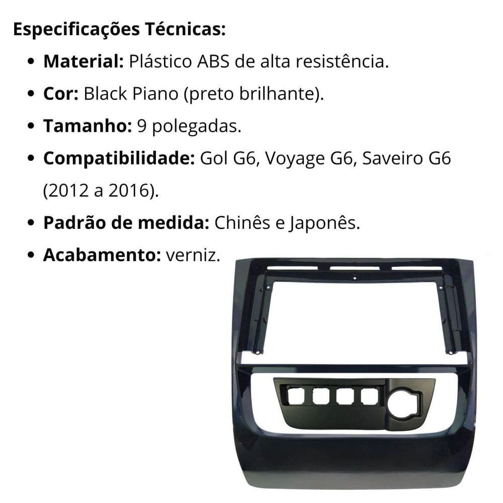Central Multimídia Android 2 Din Saveiro G6 Moldura 9 Câmera Ré