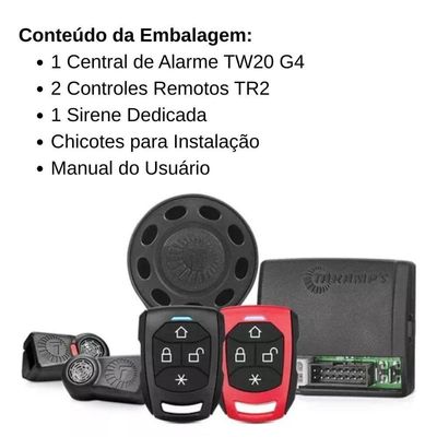 Alarme Tw20 G4 2 Controles Tr2 1 Sirene Dedicada