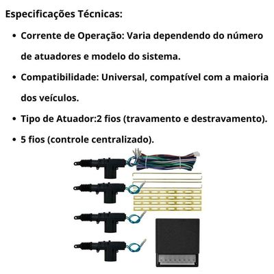 Kit Alarme Tarsafe Tw20 G4 2 Controles + Trava Eletrica 4 Portas