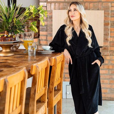 Roupão Longo Vairelli Susi Preto Tamanho Gg