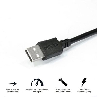 Cabo Extensor Usb A 2.0 M P- F 1m Puamf2-1