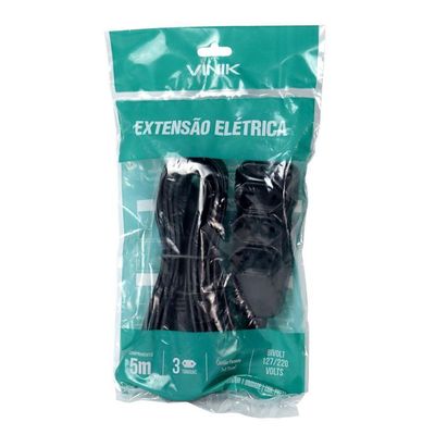 Extensão Elétrica 3 Tomadas Pl 2x0,75 5m Preta