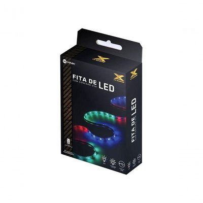 Fita De Led Vx Gaming Rgb Com Controlador Conexão Usb 60 Pontos De Led 1 Metro - Lru1