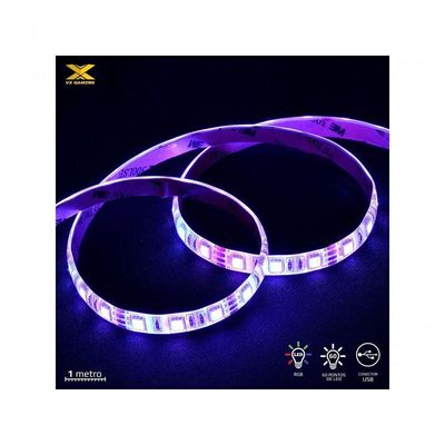 Fita De Led Vx Gaming Rgb Com Controlador Conexão Usb 60 Pontos De Led 1 Metro - Lru1