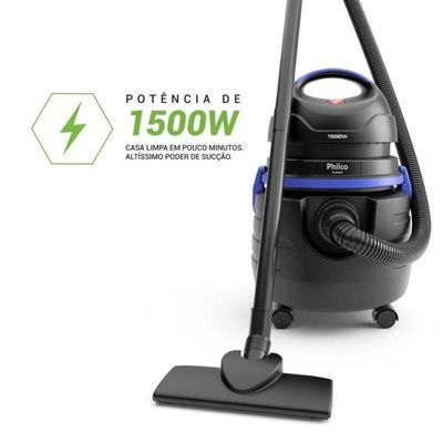 Aspirador De água E Pó Philco 1500w 20l Pas80 Preto 127V
