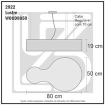 Lustre Madeira Grande Forma Orgânica Wood8050 - Jequitibá