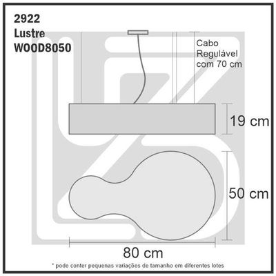Lustre Madeira Grande Forma Orgânica Wood8050 - Jequitibá