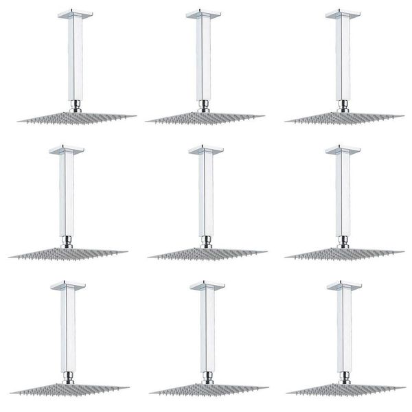 Chuveiro Ducha Teto Kit 9 Uni Inox 20x20 Slim Quadrado Banheiro Piscina Box Area Externa