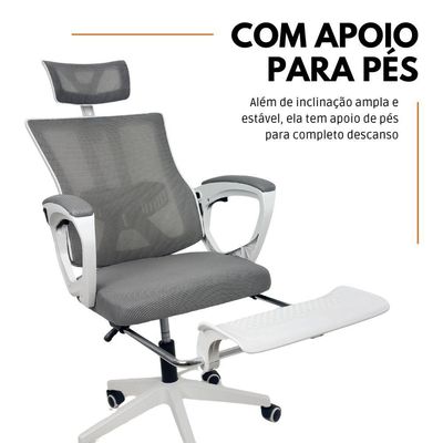 Cadeira De Escritório Presidente Executiva Oficial Paris Cinza