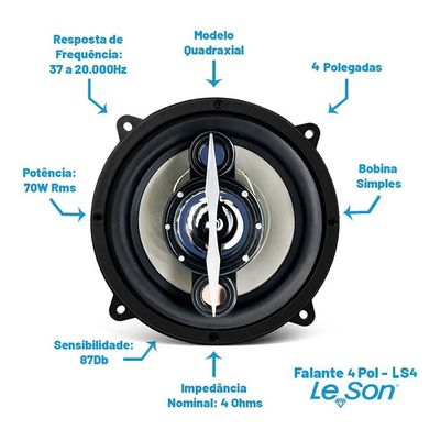 Kit Falante Quadriaxial 4 Pol 140w 4r Cinza Leson