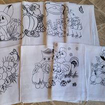 Pano De Prato Lomaer Sacaria 45x71cm Contorno para Pintura( 6 Unidades)Branco