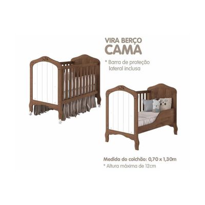 Berço / Mini Cama Infantil Harmonia 2 em 1 Branco - Permóbili Baby