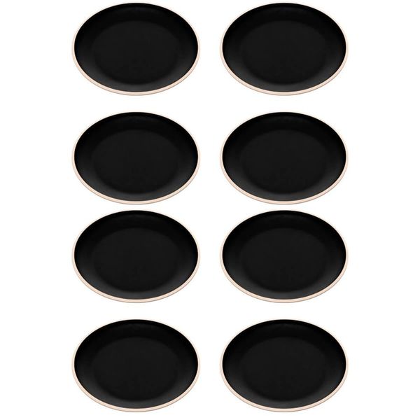 Kit 8 Pratos de Melamina 21,5cm Raso Preto Sushi Wolff Class Sashimi Culinária Oriental